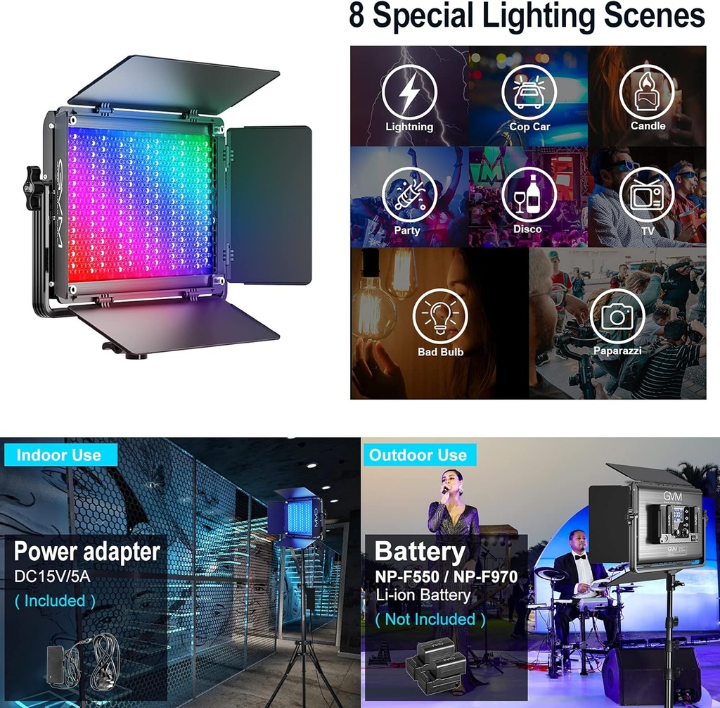 GVM-1300D 65W Powerful Bi-color and RGB Video Panel Light 2-Light-Kit