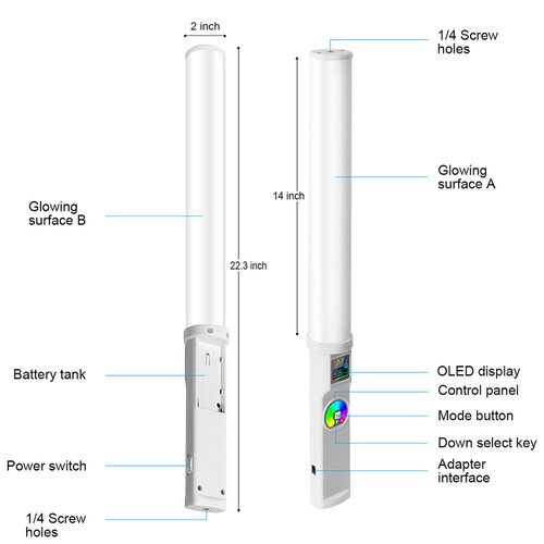 GVM RGB LED Bi-Color Video Light Wand