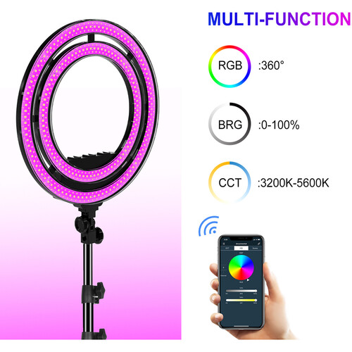 GVM RGB LED Soft Double Ring Light Kit (18")