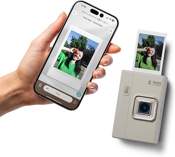 FUJIFILM INSTAX LIPLAY+Hybrid Instant Camera (Sand Beige)