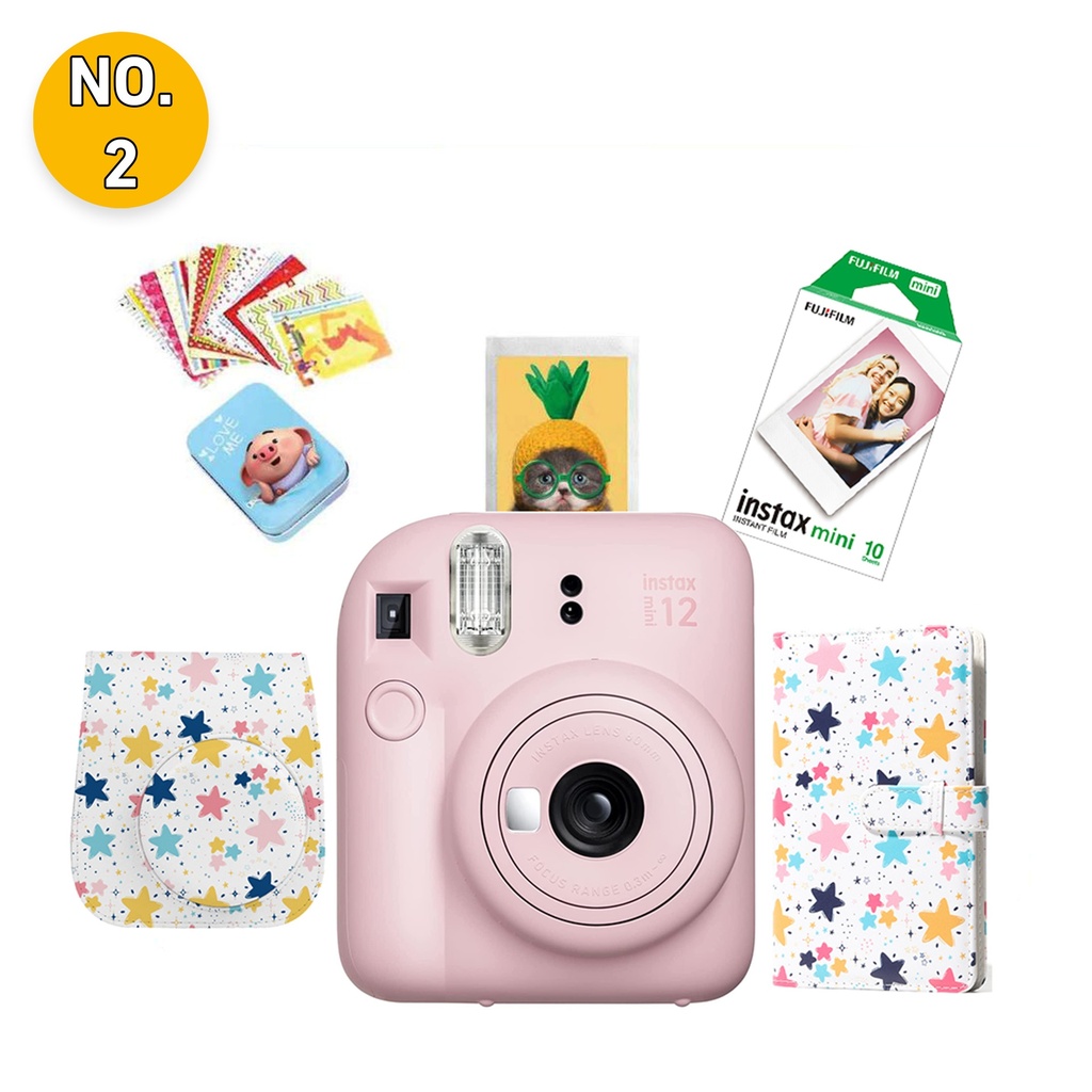 طقم هدايا وحزمة أسلوب حياة Fujifilm Instax Mini 12 باللون الوردي المزهر (Blossom Pink)