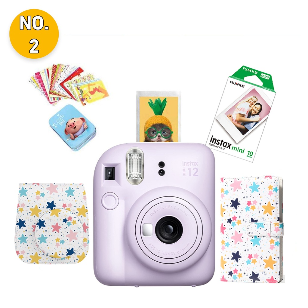 طقم هدايا وحزمة أسلوب حياة Fujifilm Instax Mini 12 باللون البنفسجي الليلكي (Lilac Purple).