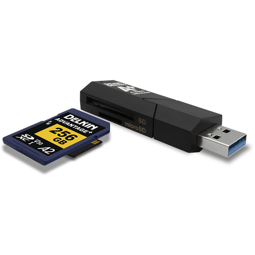 Delkin Devices USB 3.1 Gen 1 SD & microSD A2 قارئ كروت ذاكرة