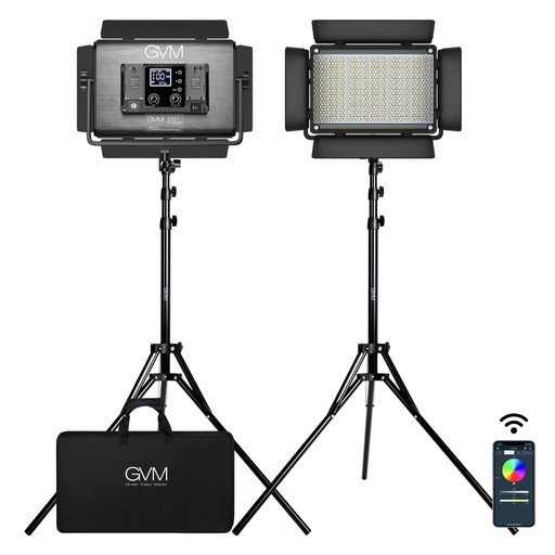 GVM-1300D 65W Powerful Bi-color and RGB Video Panel Light 2-Light-Kit