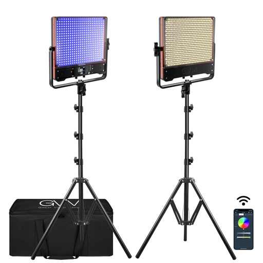 GVM 50SM Double-sided High Beam Bi-Color & High Power Brightness RGB Panel Light 2-Light-Kit