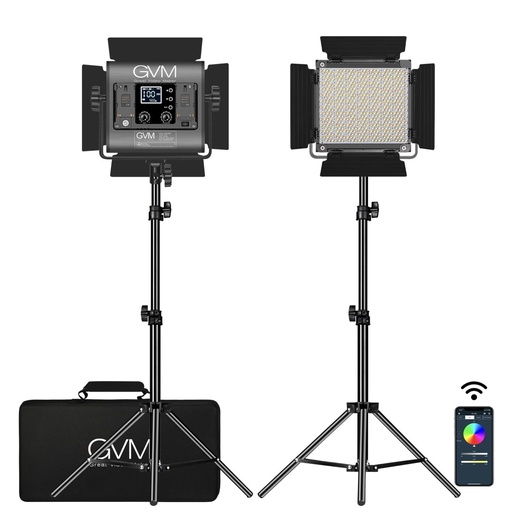 GVM-850D 40W  Bi-Color and RGB Video Lighting Kit 2-Video-Light-Kit